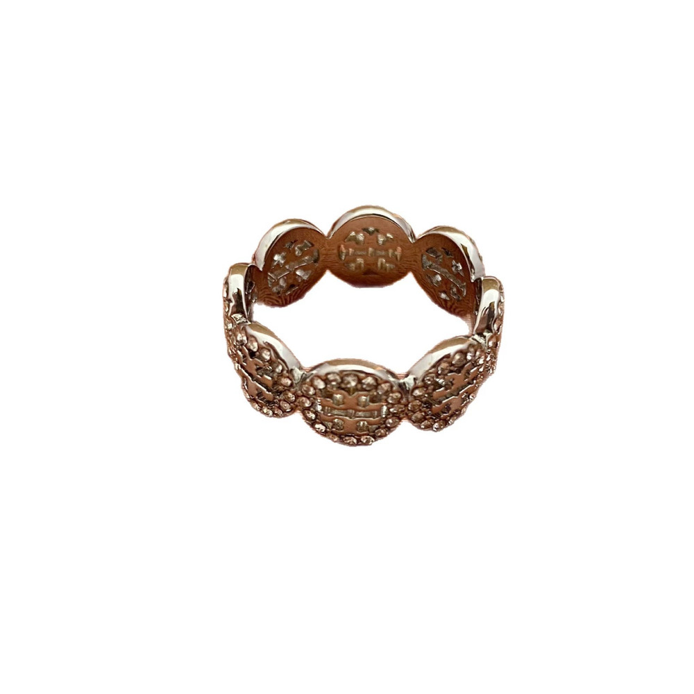Tory Burch Rhinestone Letter Metal Ring - Picture 5 of 8